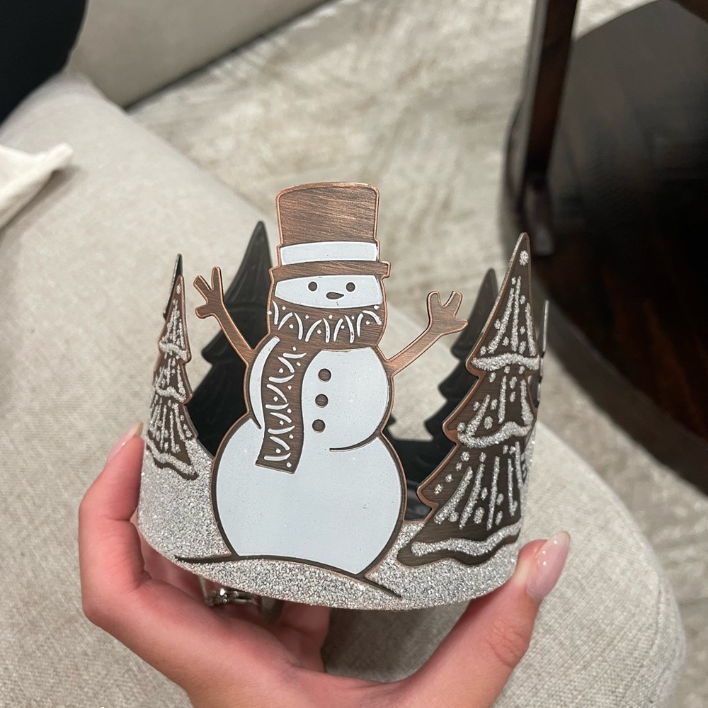 Snowman and trees 3 wick candle holder!